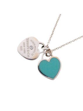 Tiffany & Co Necklace Double Return to Tiffany Heart 925 Sterling Silver Diamond